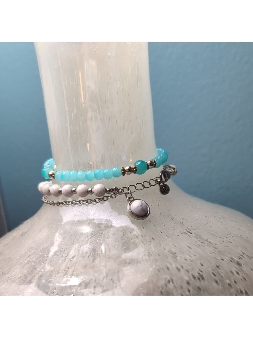 Bohemian Silver and Blue Charm Bracelet - Picture 2 of 5